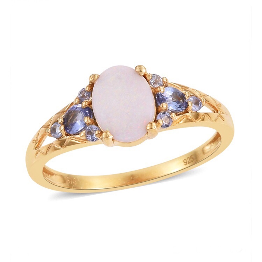 14k Gold Tanzanite & Opal Ring Size 8